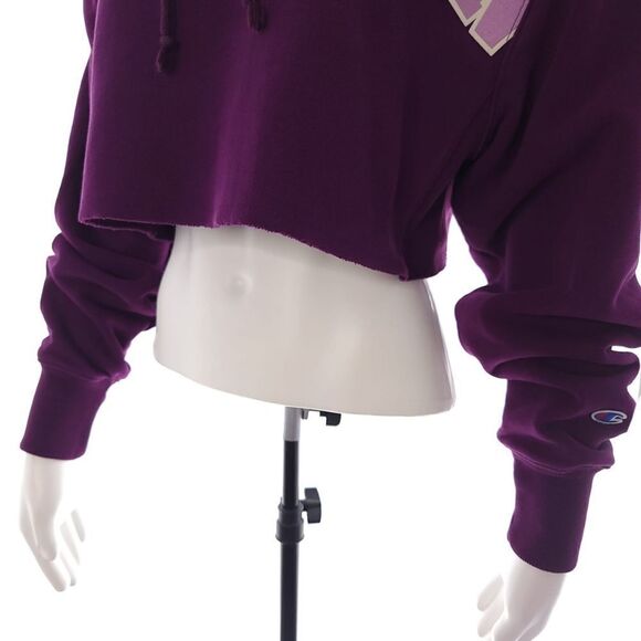 Champion Reverse Weave Purple Hooded Cropped Sweatshirt Womens XS - Picture 9 of 12